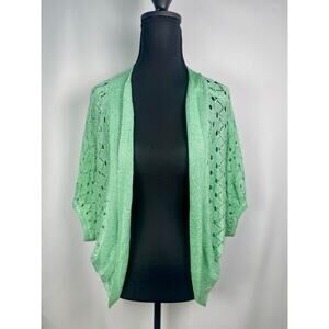 The Cue Cher Qu Mint Green Open Knit Cardigan Size M